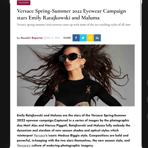 VERSACE MEDUSA OVAL AS SEEN ON EMILY RATAJKOWSKI FOR 2022 VERSACE CAMPAIGN - Picture 2 of 16